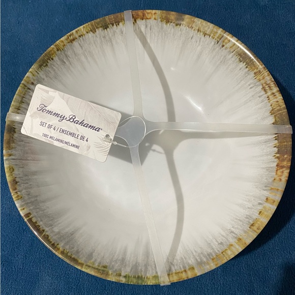 Tommy Bahama Other - Tommy Bahama 9” Bowls, Set of 4 - 100% Melamine, Cream w/ Rustic Edge NEW